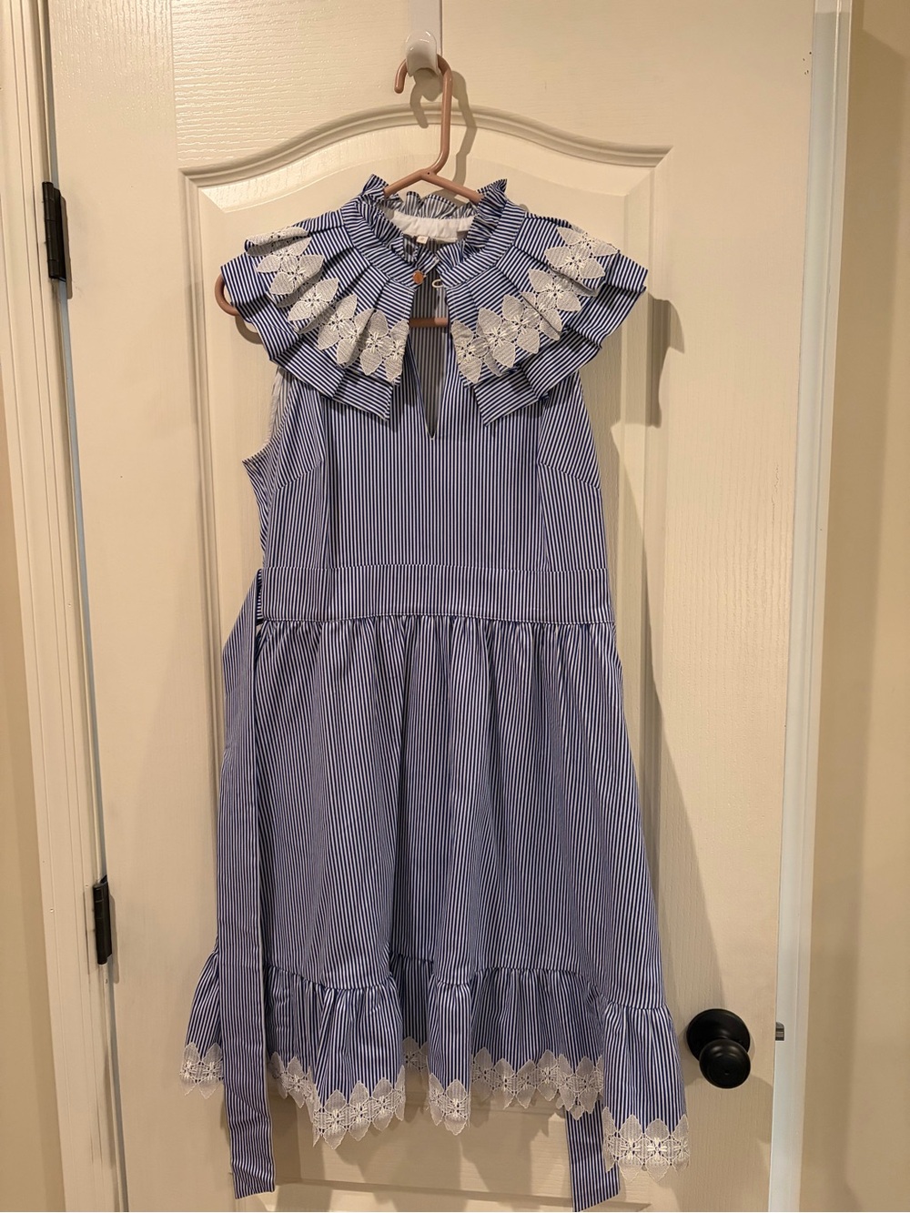 Ted baker kikkii size 2 us 4-6 Blue Striped Ruffle-Neck Women's Dress - Picture 9 of 9